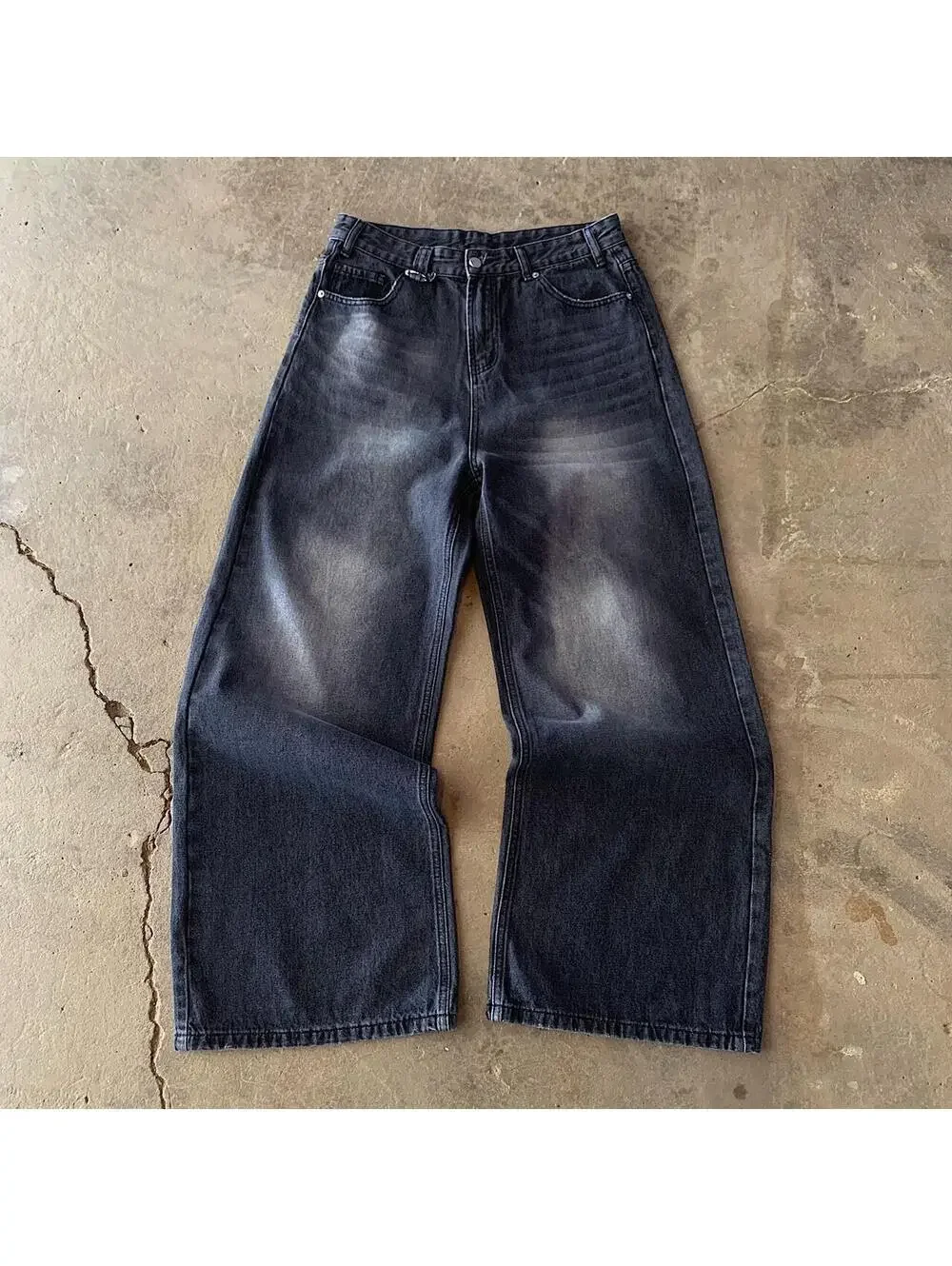 Vintage y2k super baggy wide leg y2k urban wide leg faded black denim skater